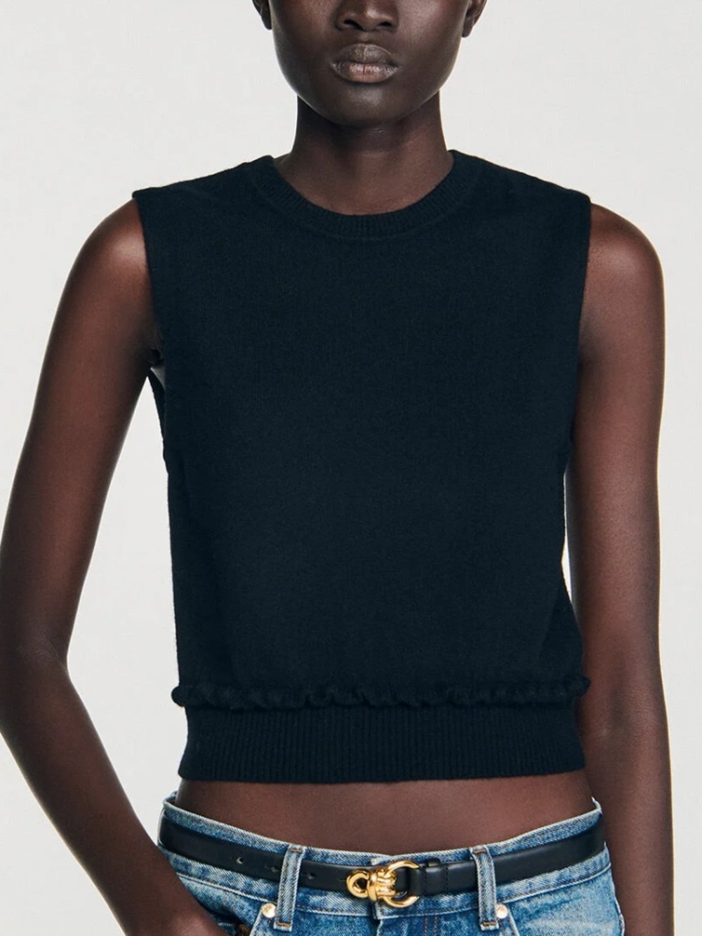 Emie Ruffled Cropped Sweater